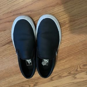 Black leather Vans Slides